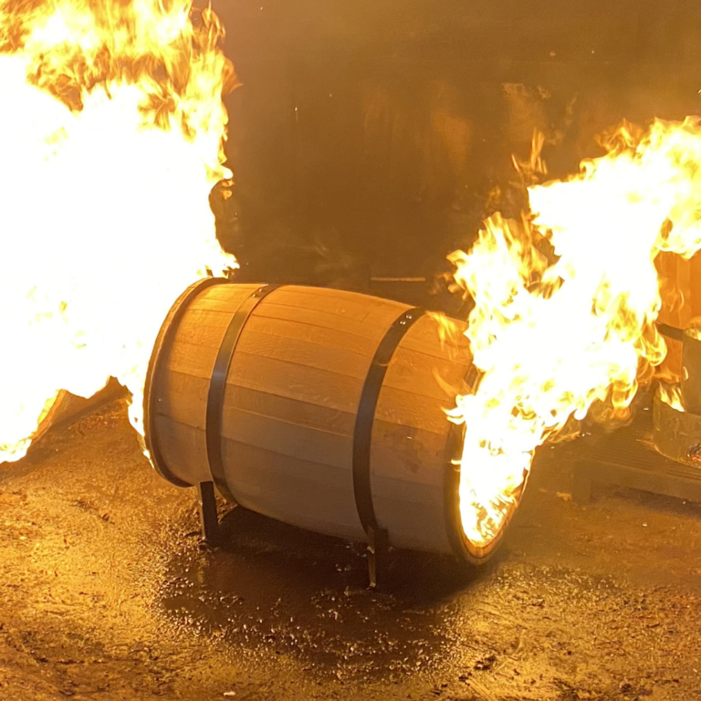 Flame inside barrel causing charring